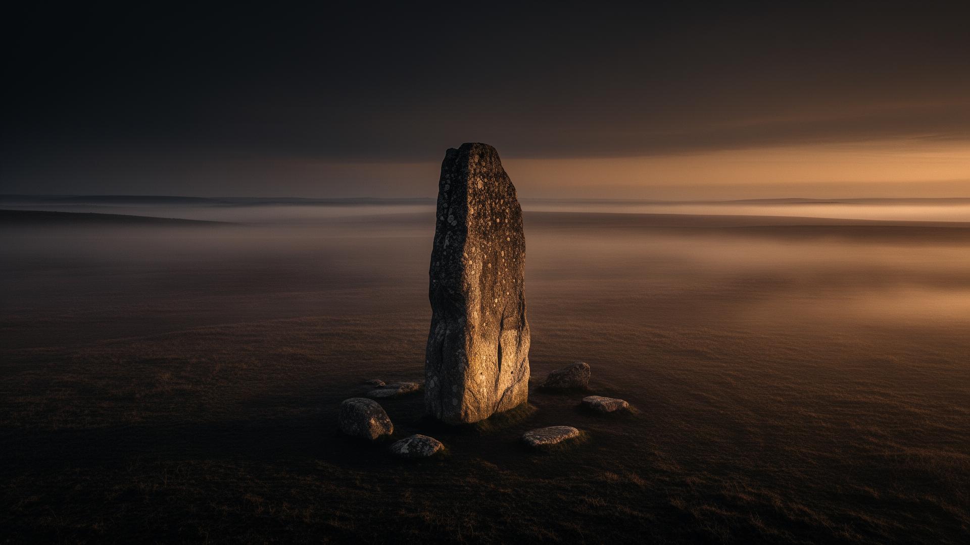 Solitary monolith at dawn — a symbol of permanence